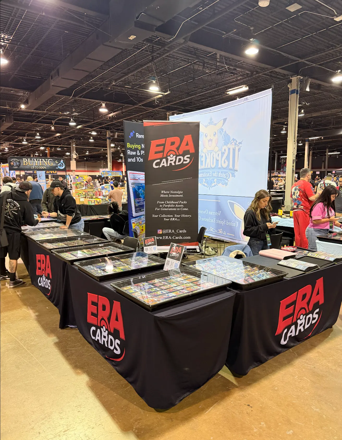 The ERA Cards corner booth and roll-up banner at a Pokémon convention