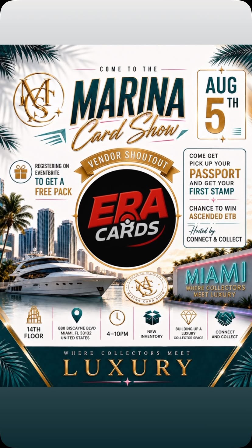 Vendor spotlight at the Marina Card Show — 888 Biscayne Blvd, 14th floor, Miami. Where collectors meet luxury.